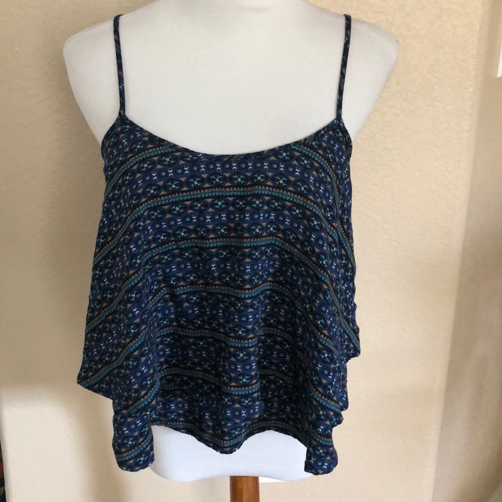 Hollister blue layered sleeveless crop top